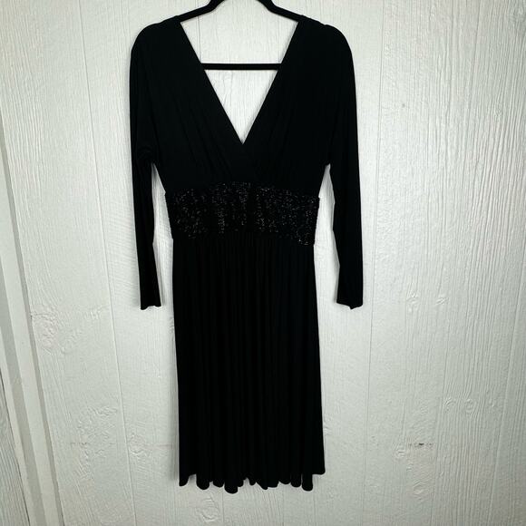 JS Boutique V Neck Knee Length Cocktail Dress Grunge Dark Romantic Size 4 Black - Picture 10 of 11